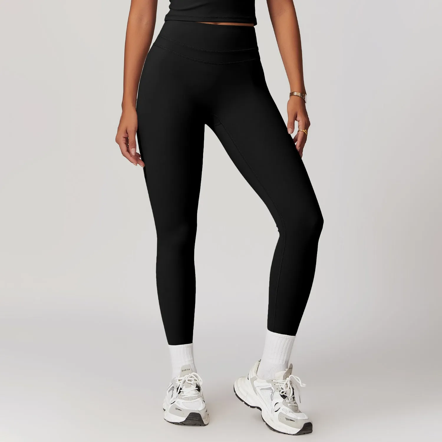 Brushed Tight High Waist Yoga Pants Belly Contracting Hip Raise Fitness Pants Outdoor Running Outerwear Sports Trousers