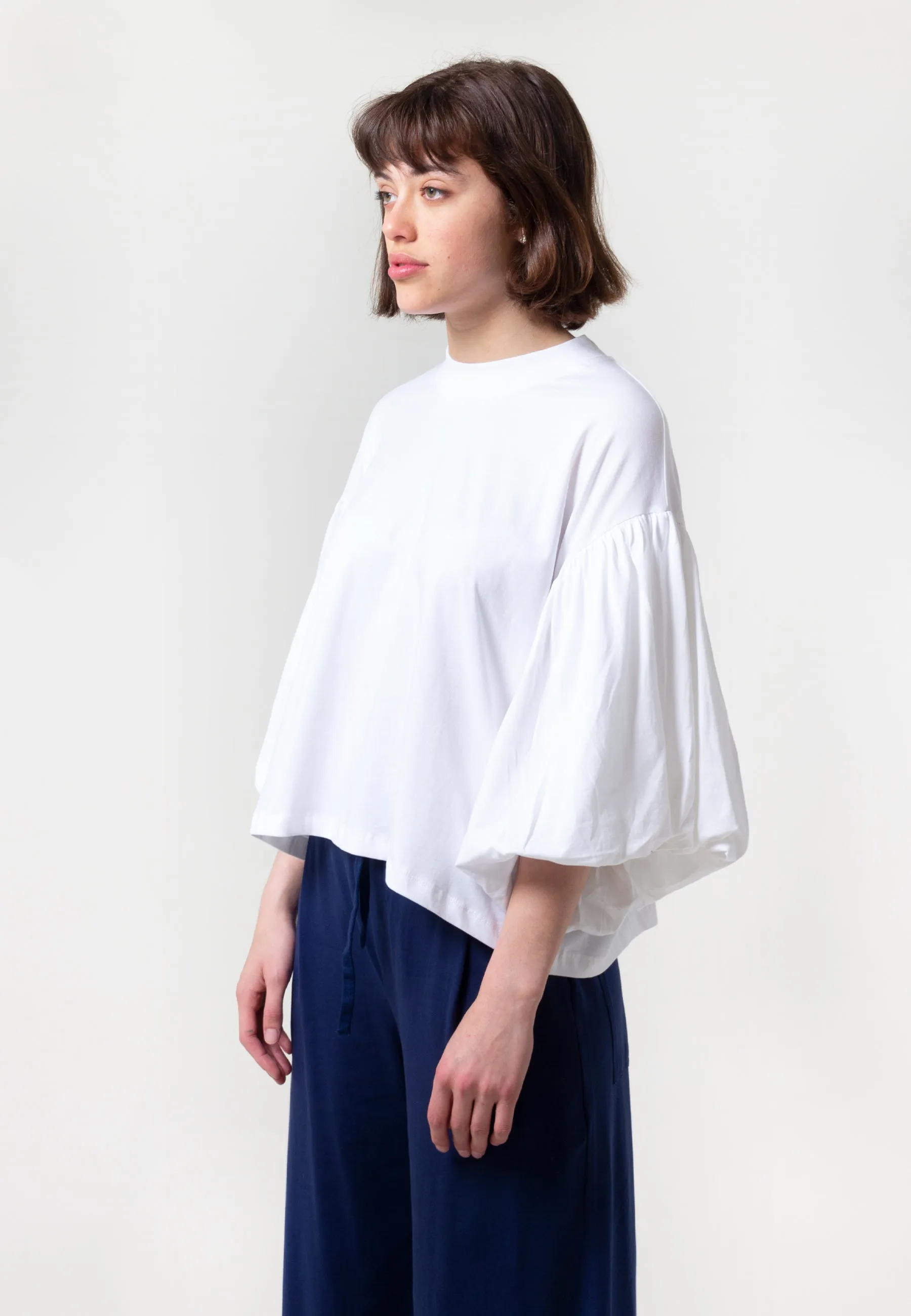 Building Block Balloon Sleeve T-Shirt - white