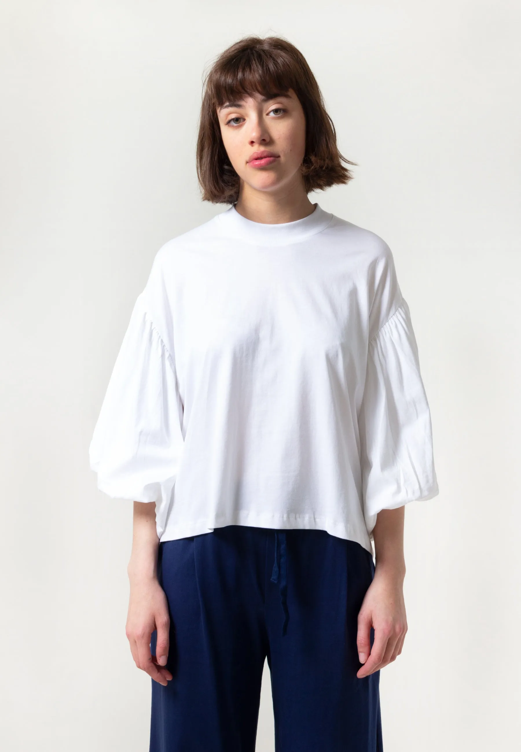 Building Block Balloon Sleeve T-Shirt - white