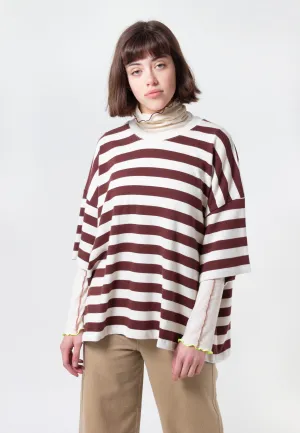 Building Block Oversized Boxy T-Shirt - mahogany stripe