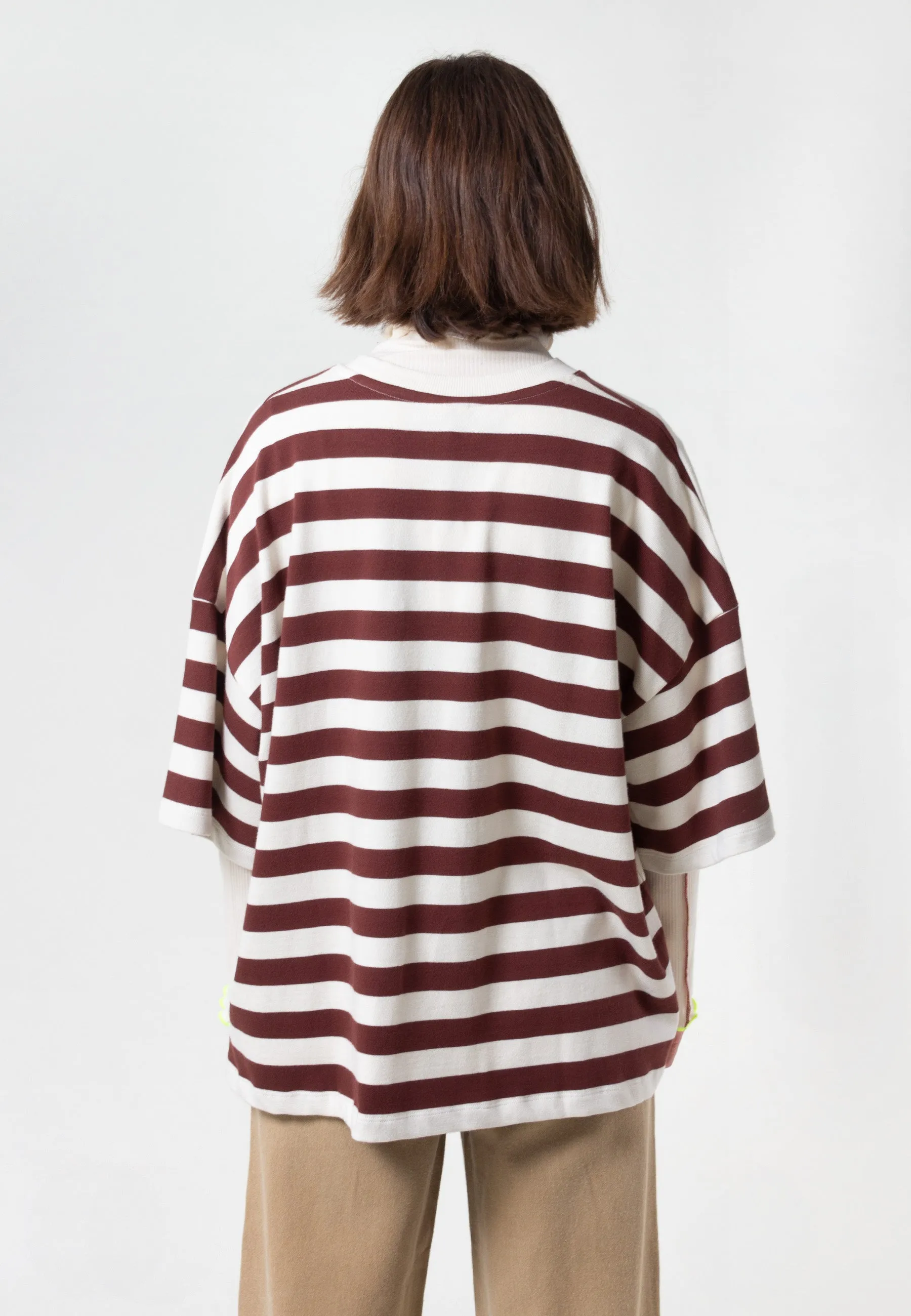 Building Block Oversized Boxy T-Shirt - mahogany stripe