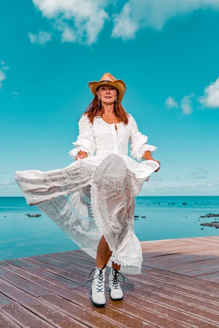 Button Up White Lace Maxi Dress