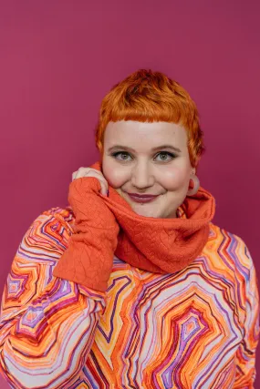 Cable Knit Jersey Cowl in Orange