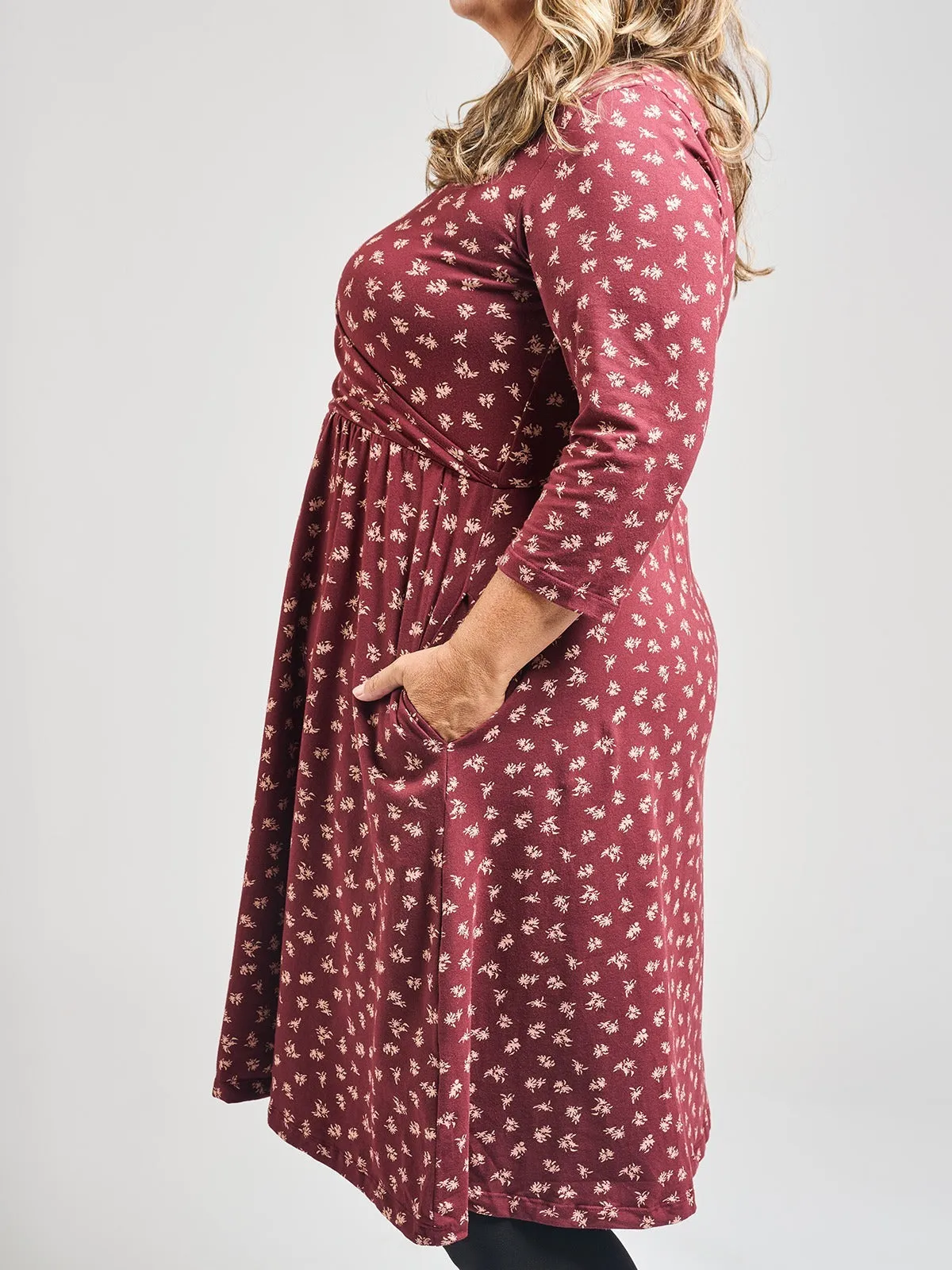 Callie Wrap Dress - Burgundy Bouquet