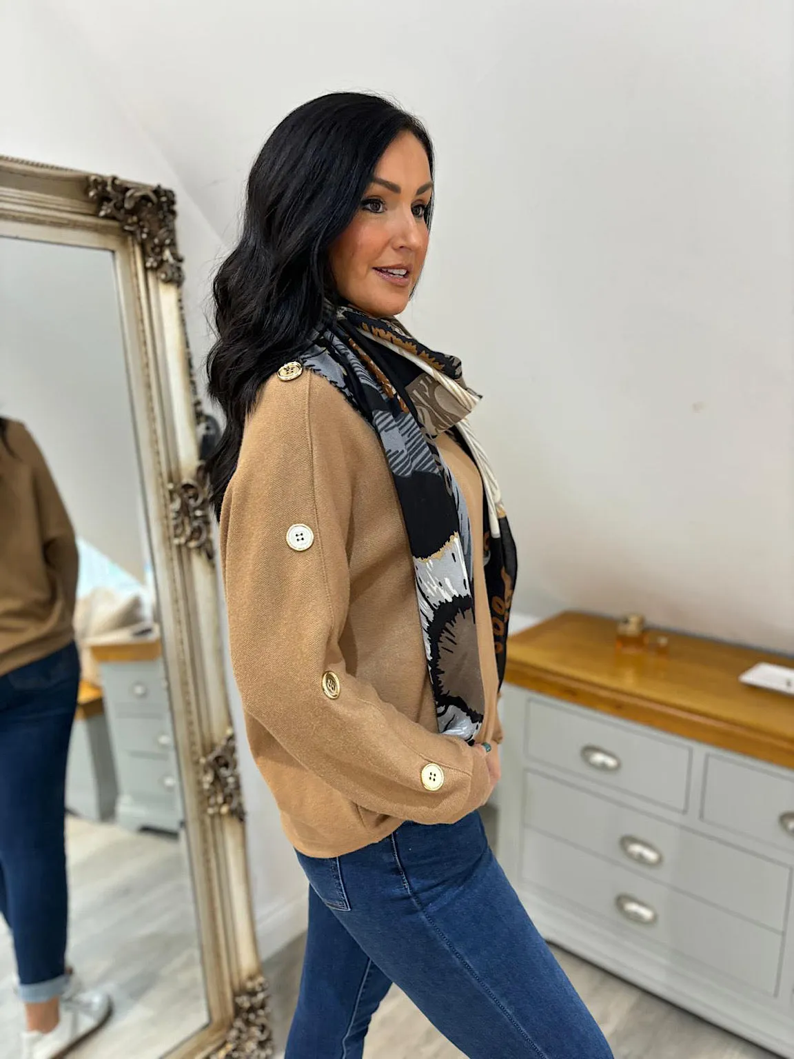 Camel Gold Button Detail Jumper Matilda
