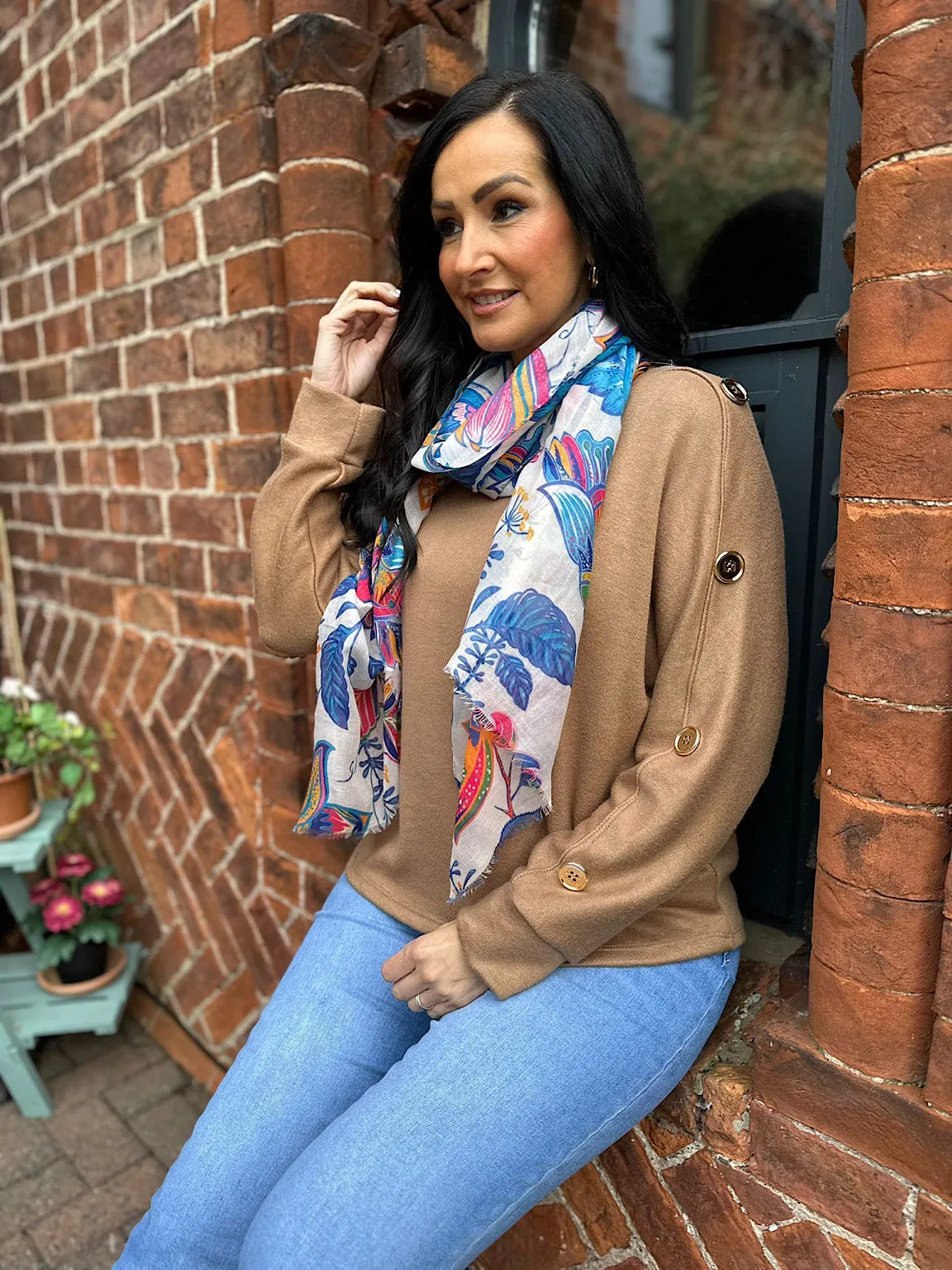 Camel Gold Button Detail Jumper Matilda