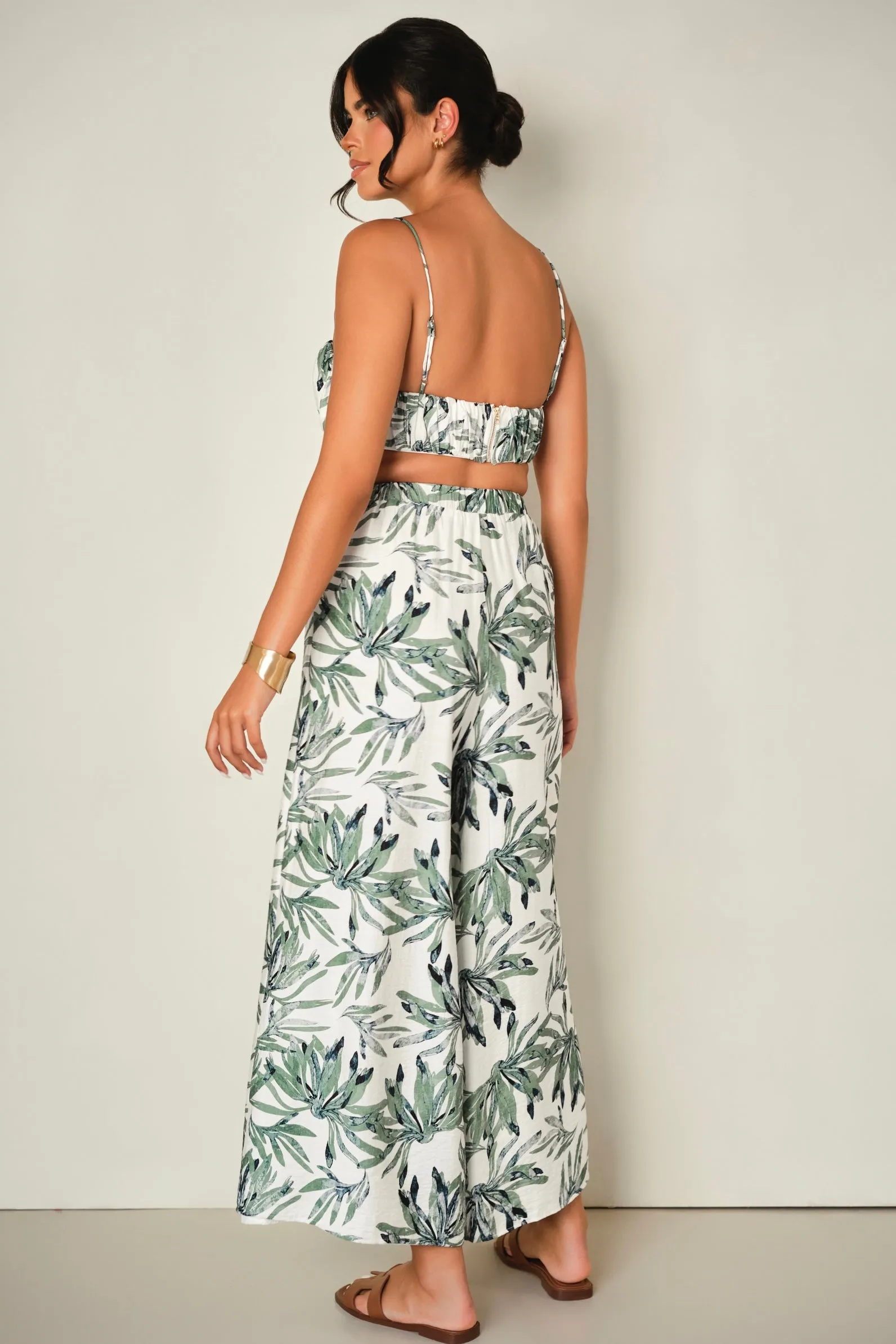 Camellia Pants Palm Print
