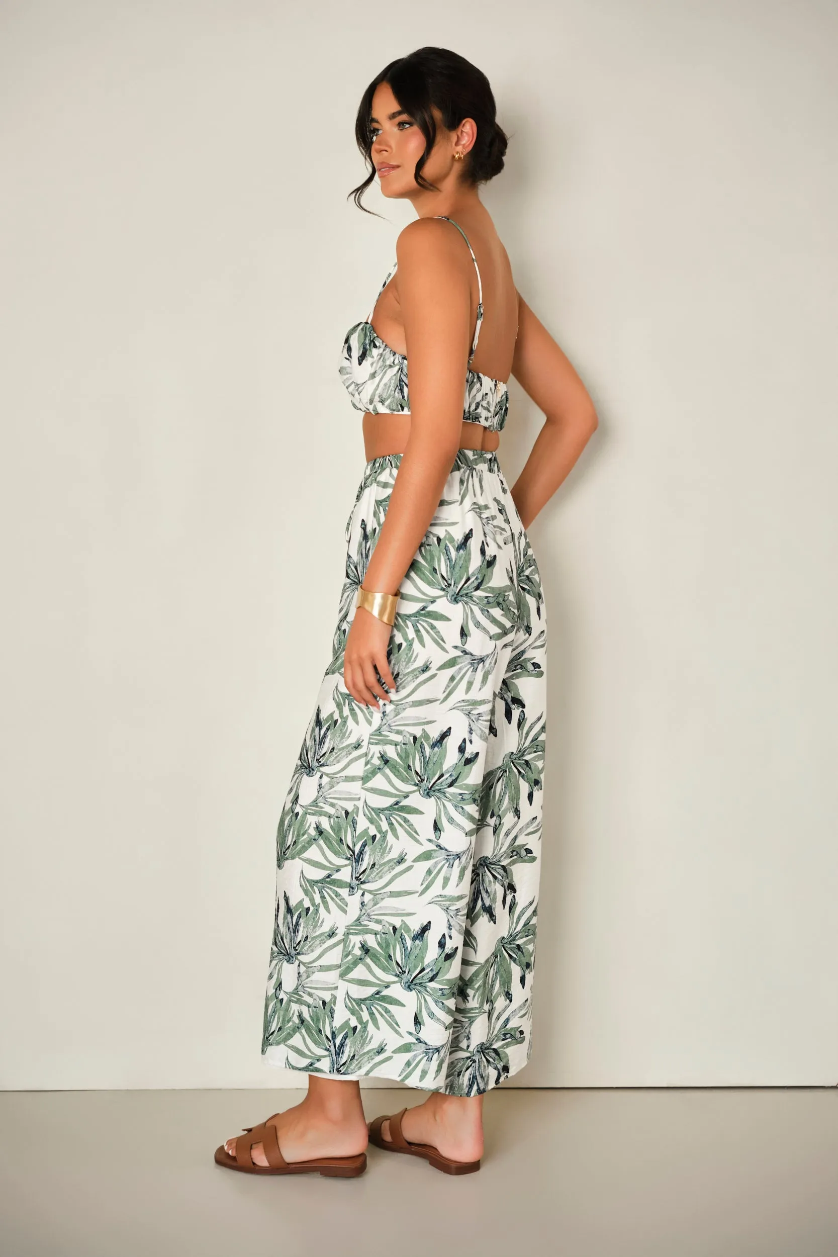 Camellia Pants Palm Print