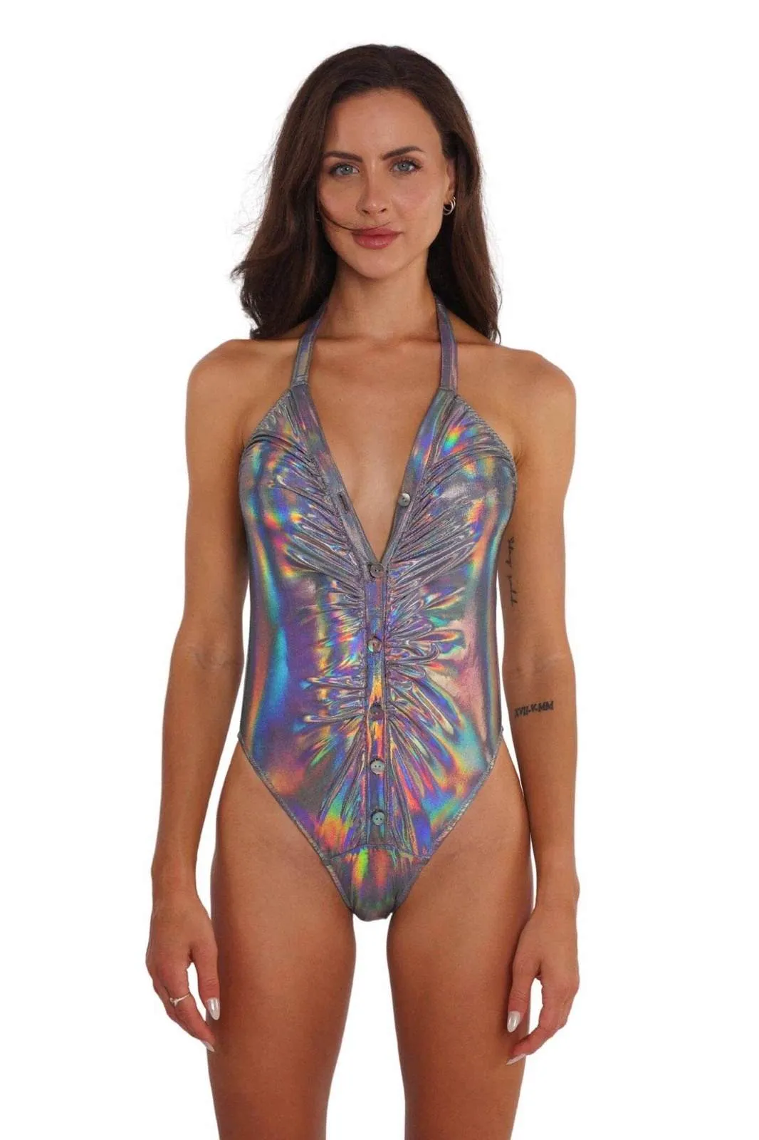 Casanova Ruched Holographic Bodysuit