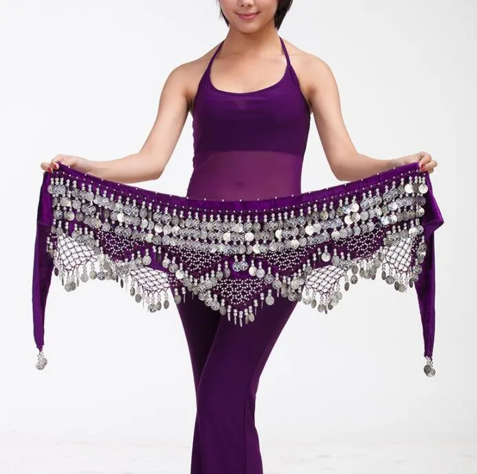 Cheap Dancewear Women Practice Clothing Triangle Hip Scarf Colorful Rhinestone Adjustable Fit 300 Gold Coins Belly Dance