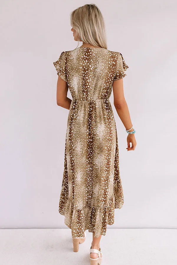 Cider In Aspen Ruffle Dress in Brown