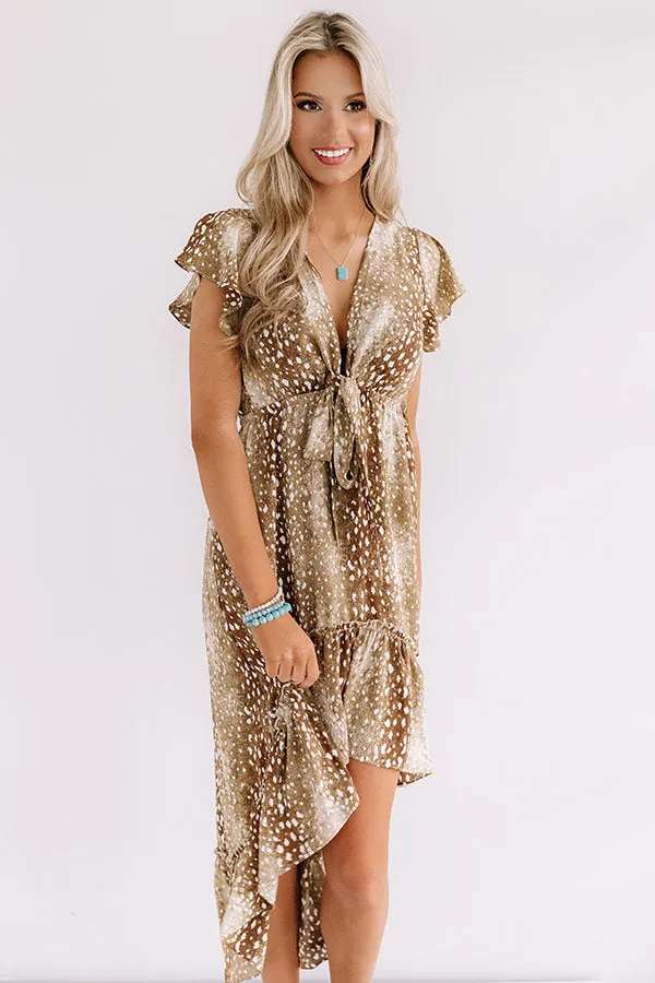 Cider In Aspen Ruffle Dress in Brown