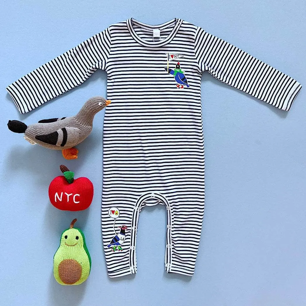 City Adventure Baby Gift Set - Organic Romper & NYC/LA-Themed Rattles