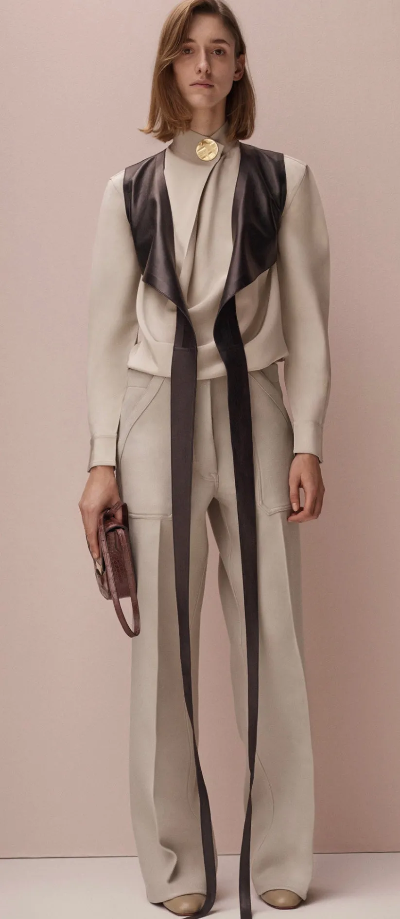 Céline tailored double faced wool pants, taupe, 12