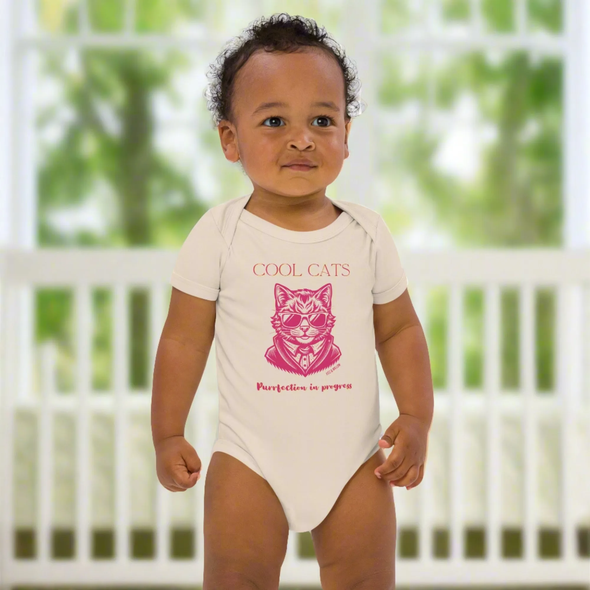 Cool Cats, Organic cotton newborn onesie with cool cat print