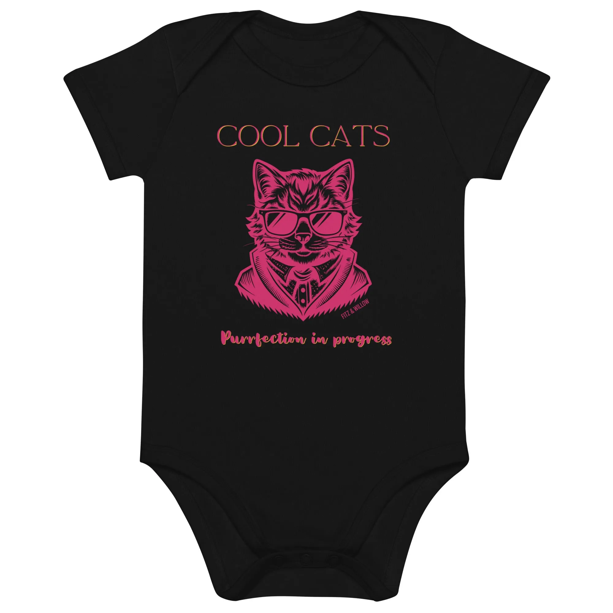 Cool Cats, Organic cotton newborn onesie with cool cat print