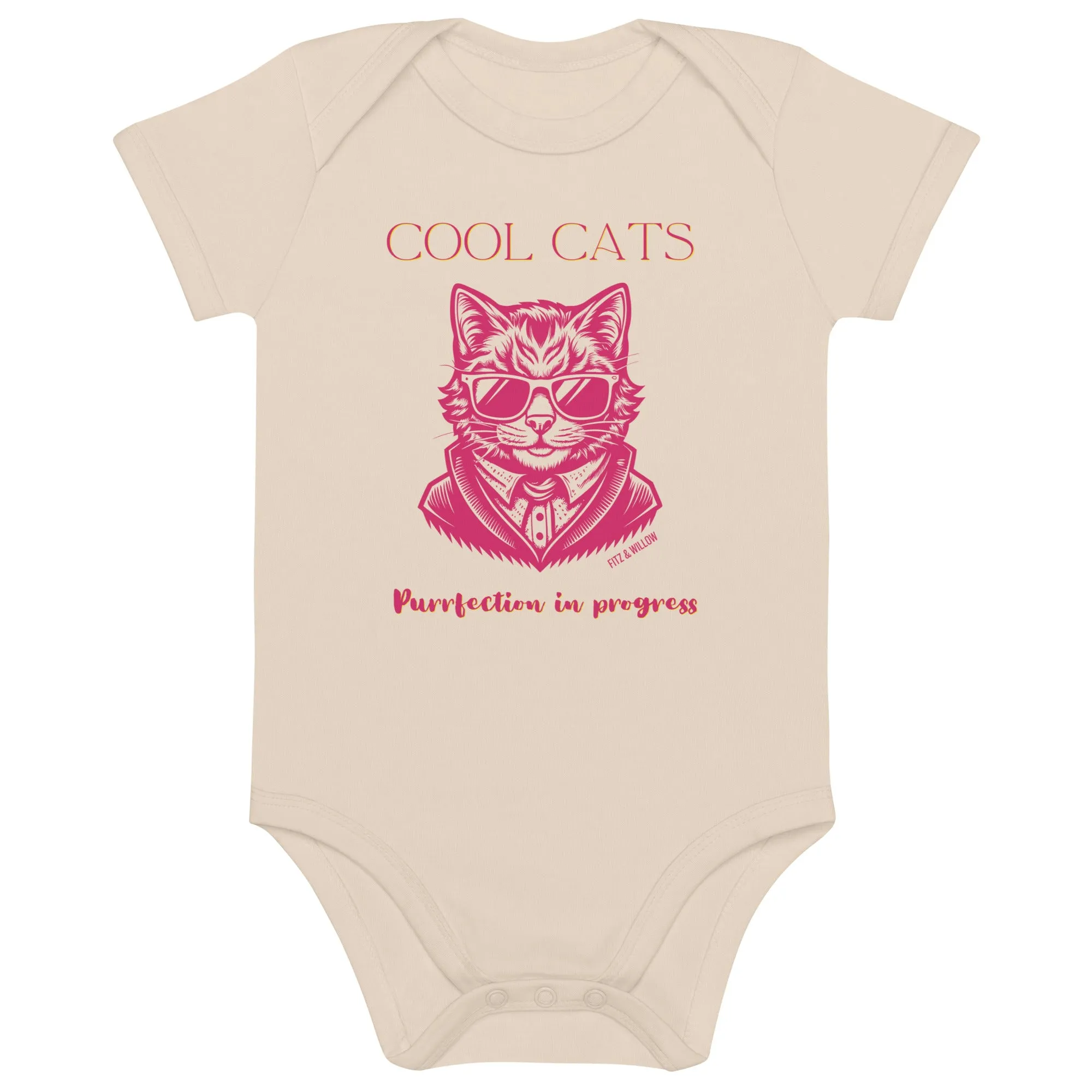 Cool Cats, Organic cotton newborn onesie with cool cat print
