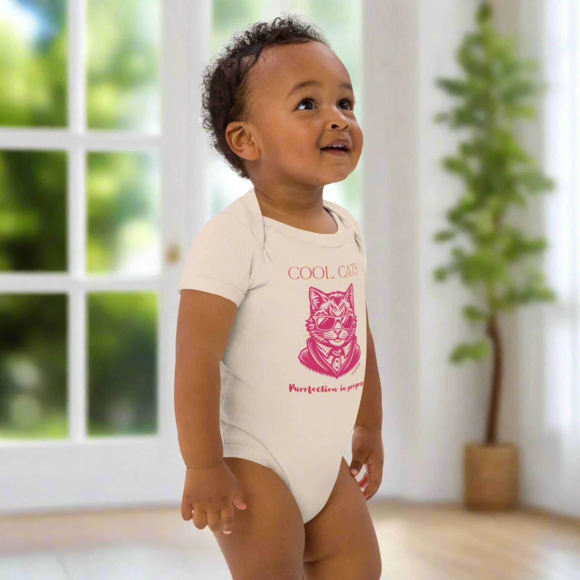 Cool Cats, Organic cotton newborn onesie with cool cat print