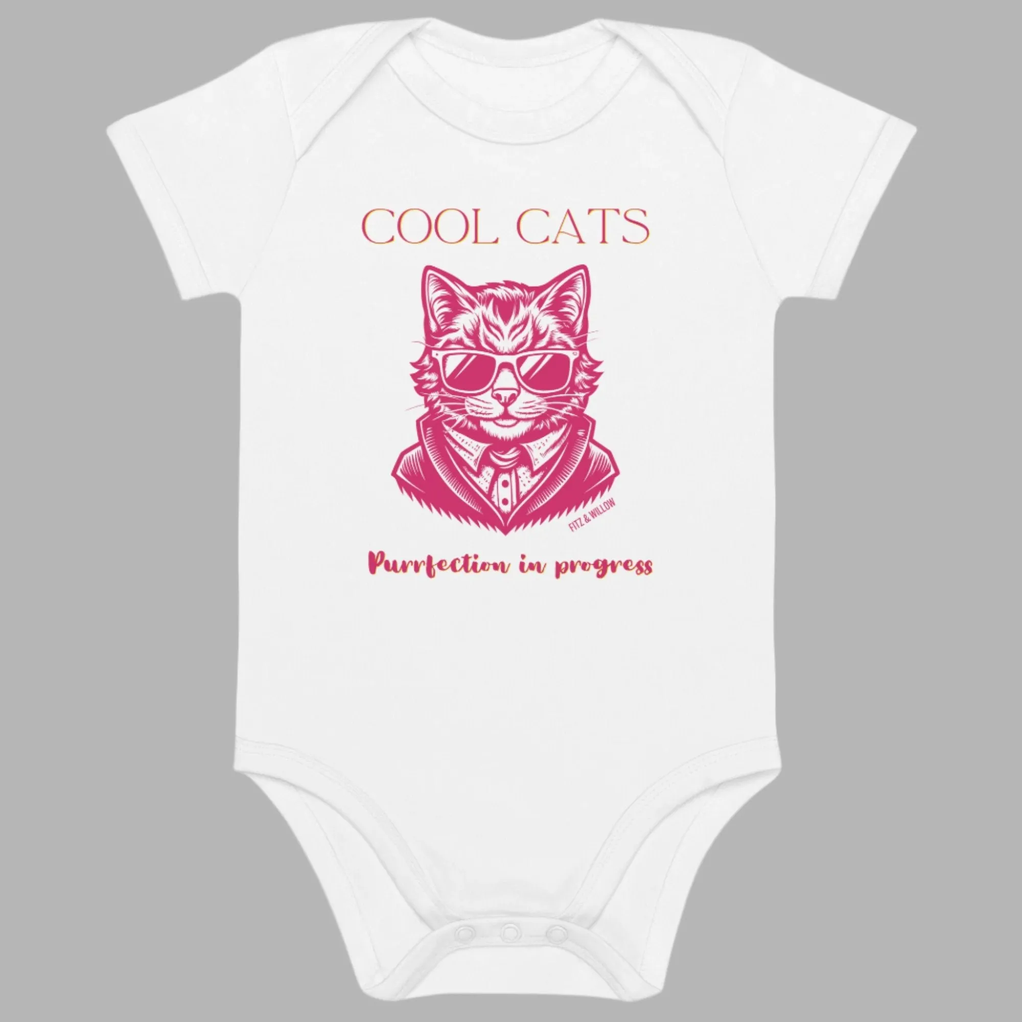 Cool Cats, Organic cotton newborn onesie with cool cat print