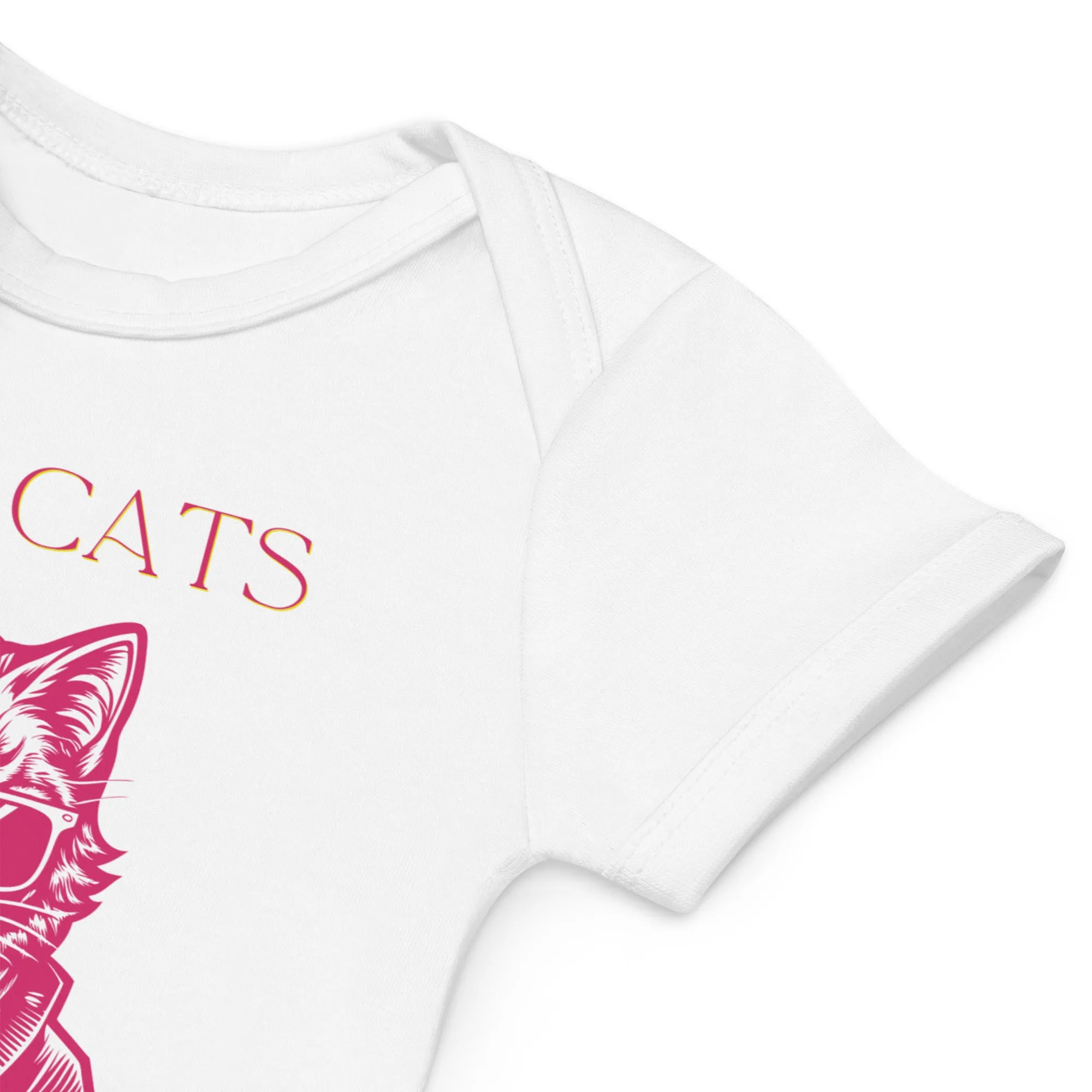 Cool Cats, Organic cotton newborn onesie with cool cat print