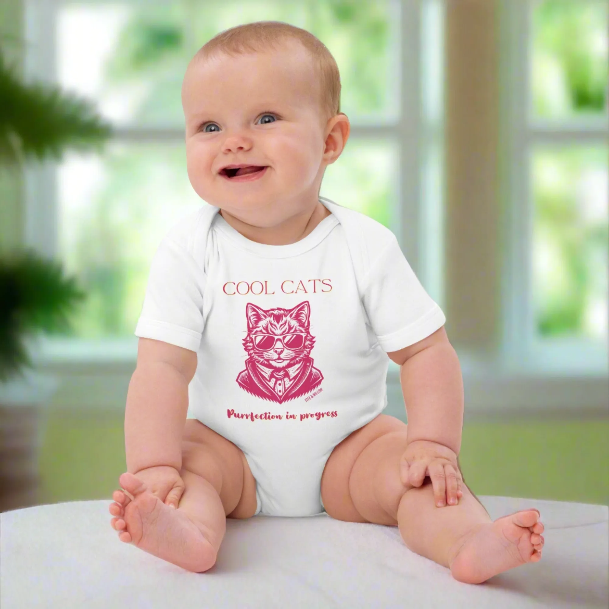 Cool Cats, Organic cotton newborn onesie with cool cat print