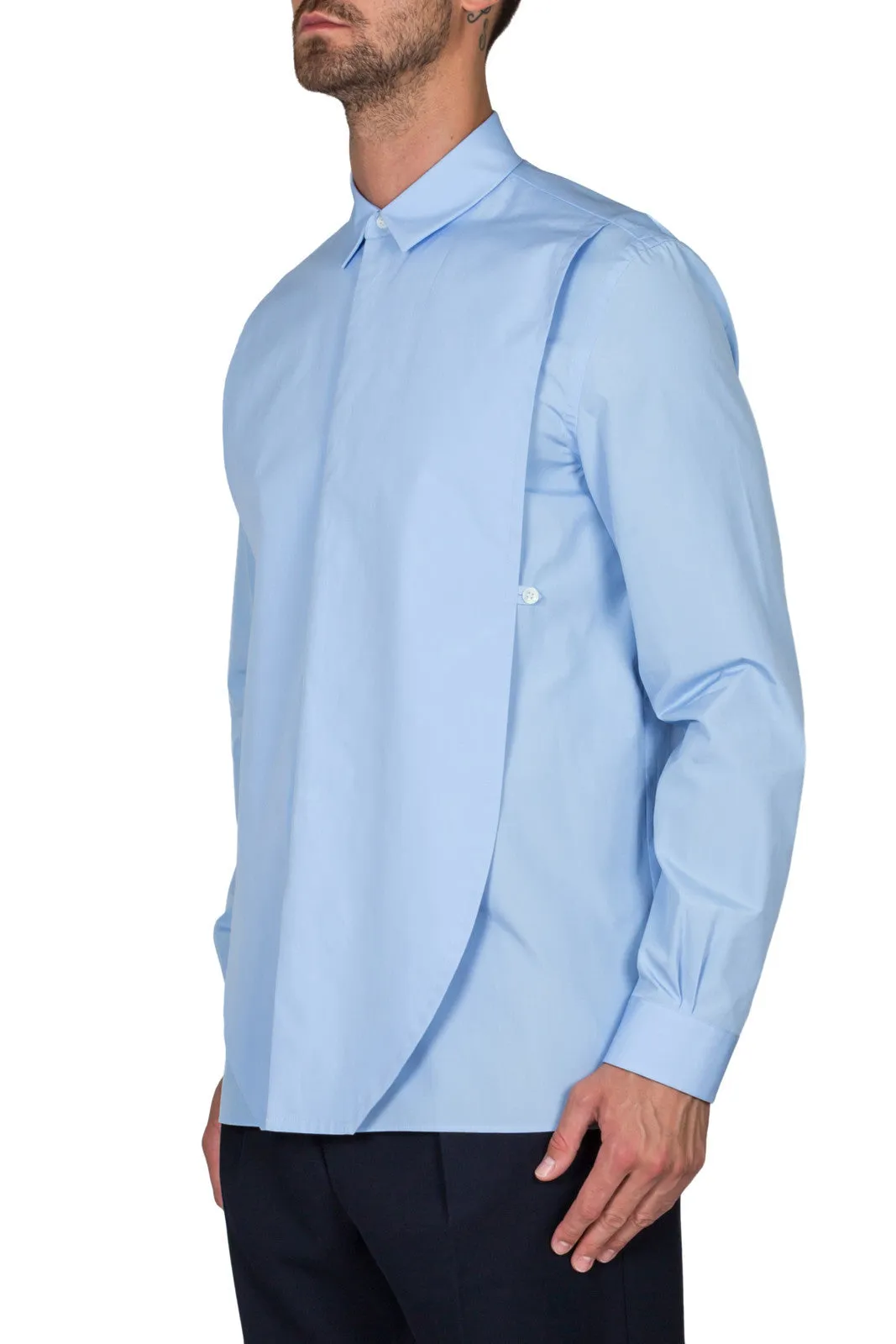 Cotton Poplin Shirt With Front Panel