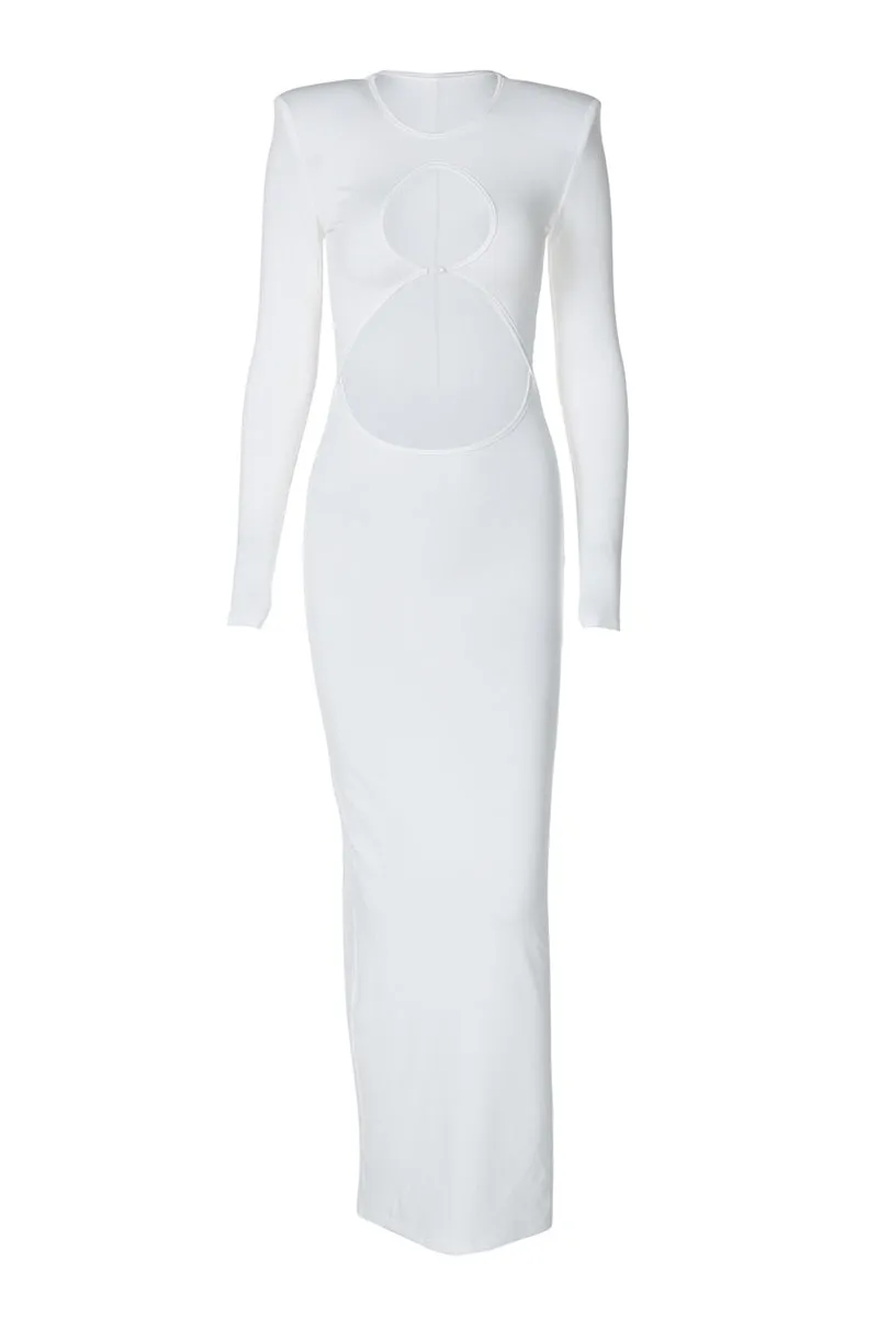 Cut Out Long Sleeve Split Bodycon Maxi Dress