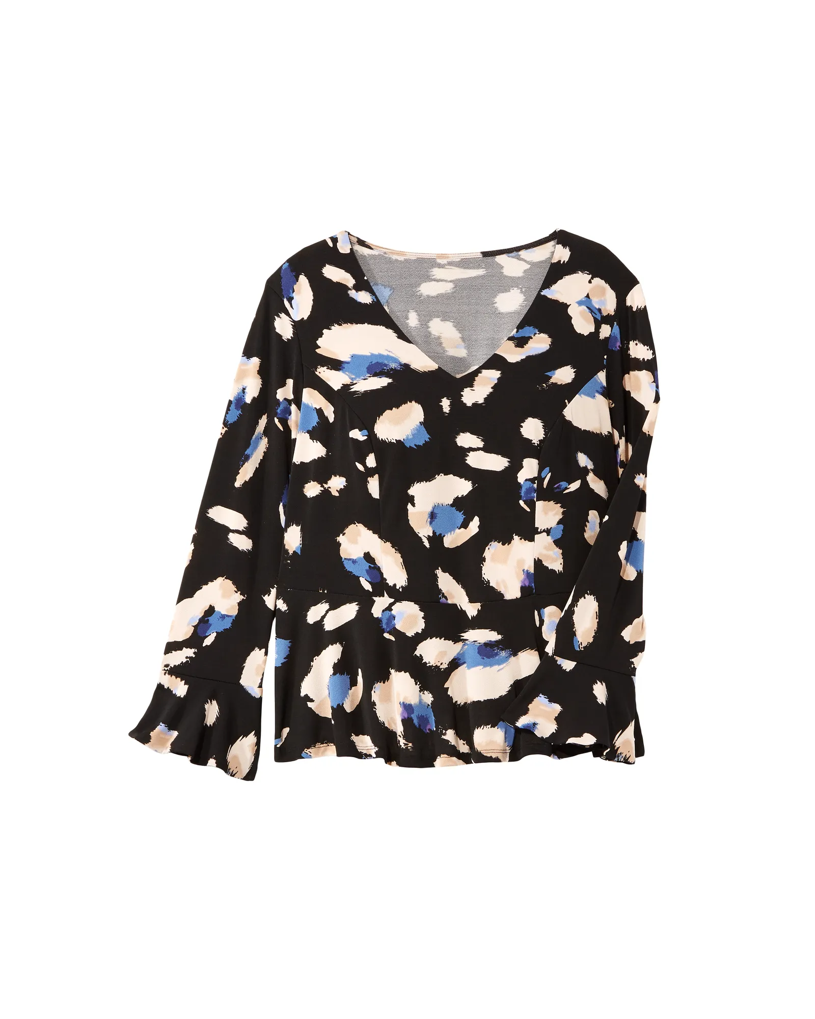 Danica Long Sleeve Blouse | Black / Royal Blue