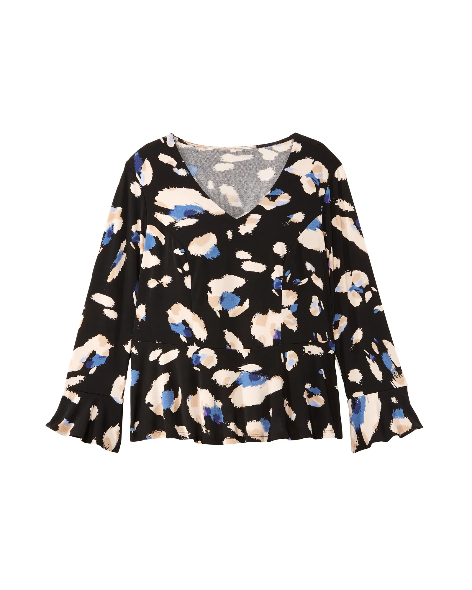 Danica Long Sleeve Blouse | Black / Royal Blue