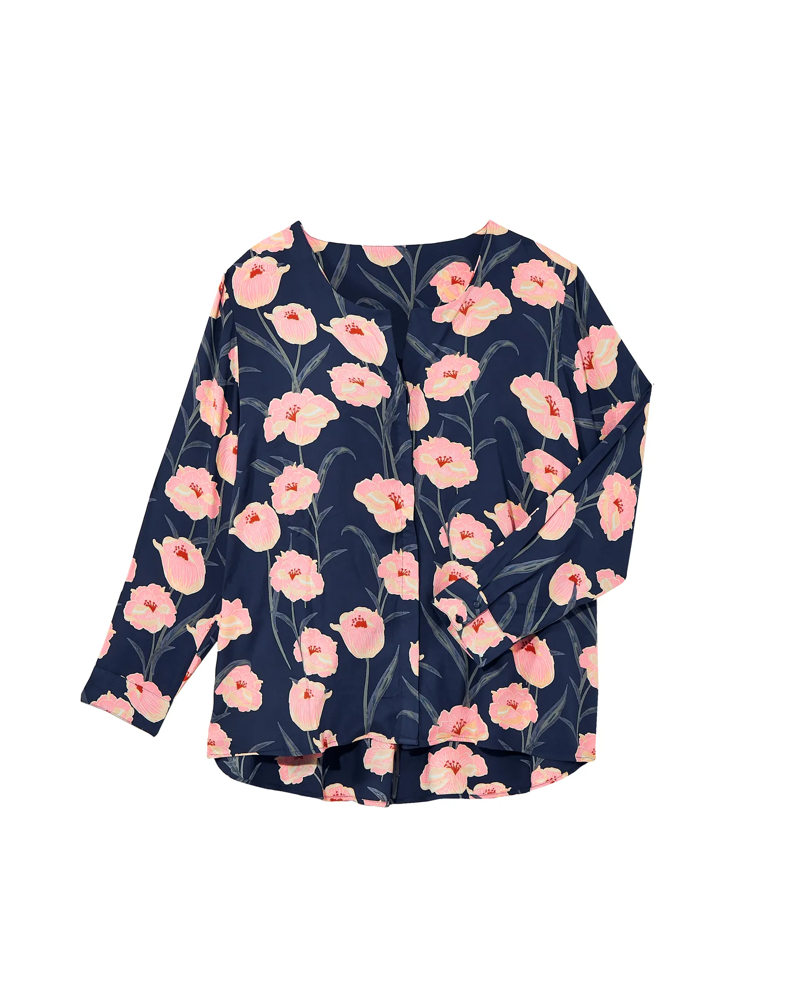Danielle Button Down Top | Navy / Pink