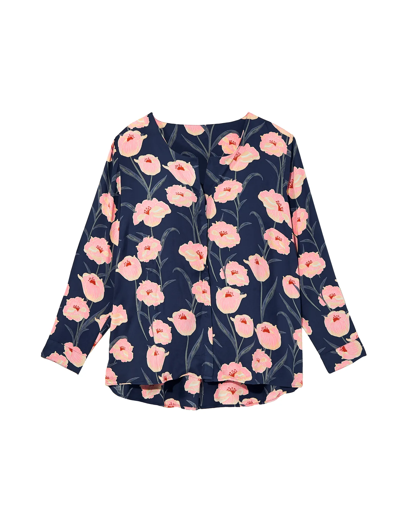 Danielle Button Down Top | Navy / Pink