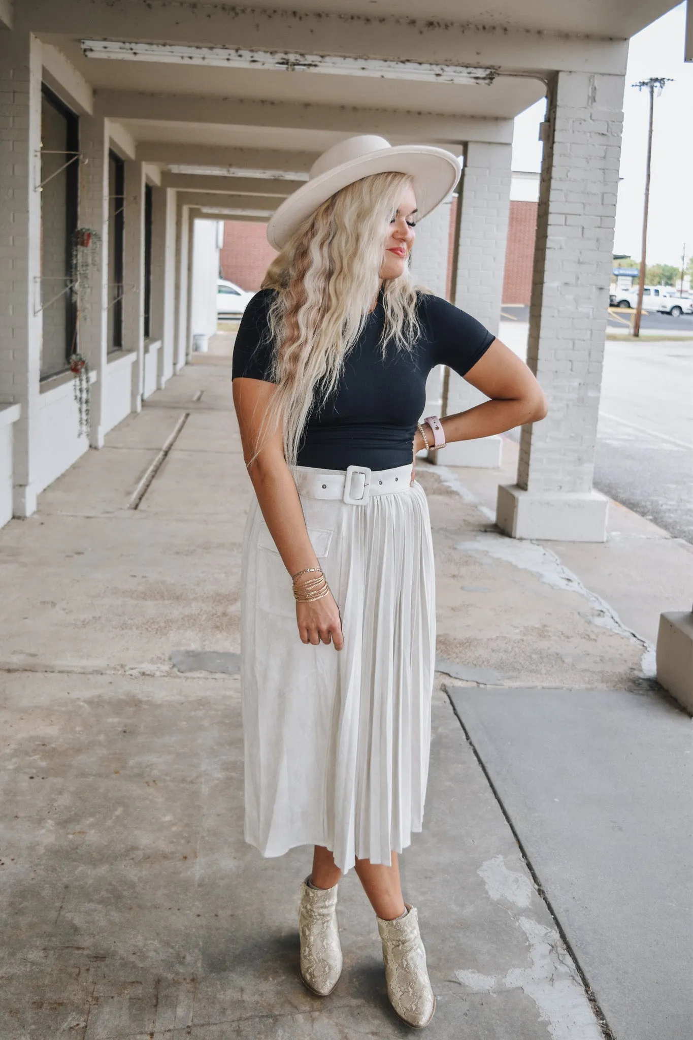 Daring Desires Cream Suede Maxi Skirt