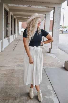 Daring Desires Cream Suede Maxi Skirt