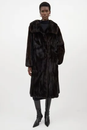 Dark Brown Fur Belted Coat