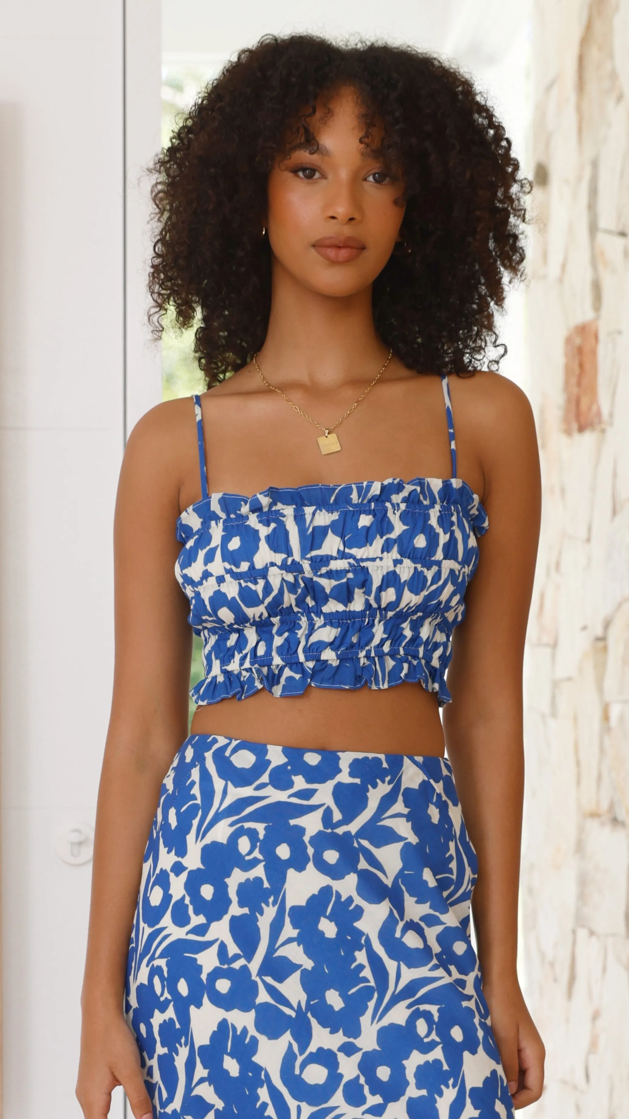 Devon Top - Blue Floral