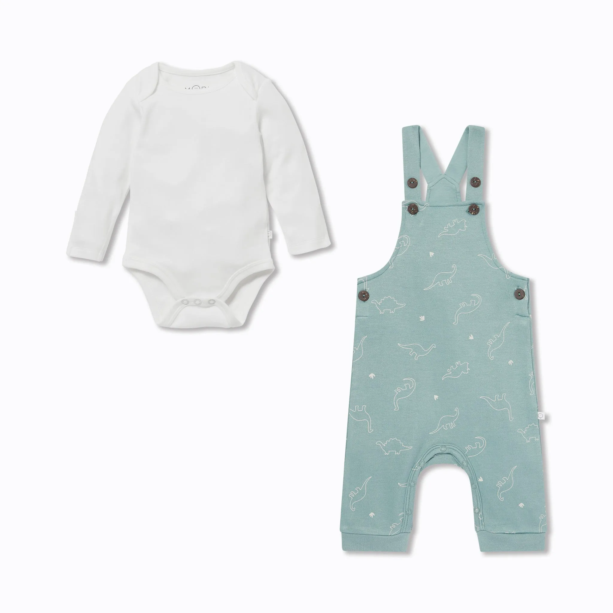 Dino Dungarees & Plain Bodysuit Outfit