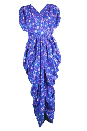 Draped Floral Maxi Dress, 1980s