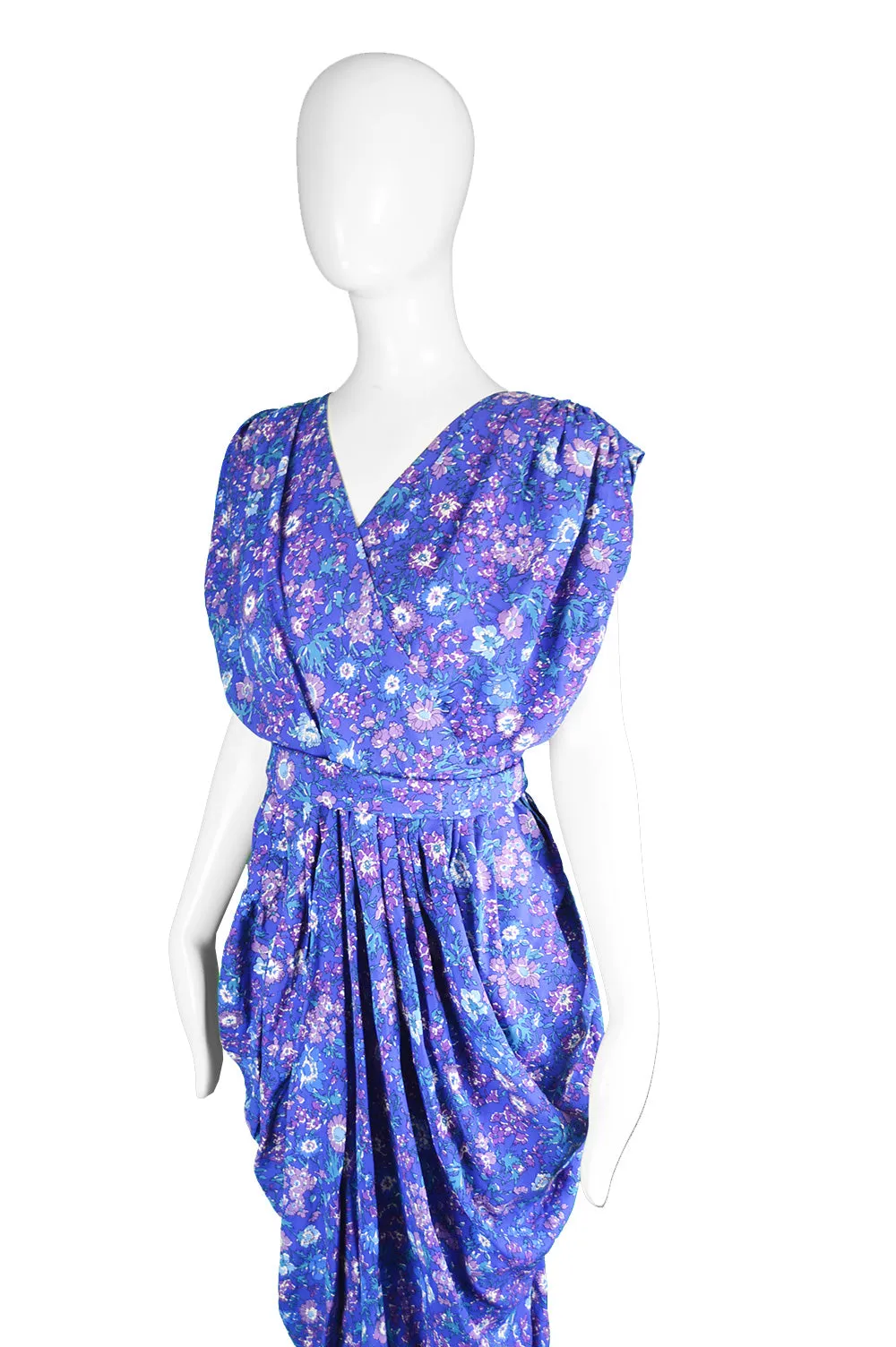 Draped Floral Maxi Dress, 1980s