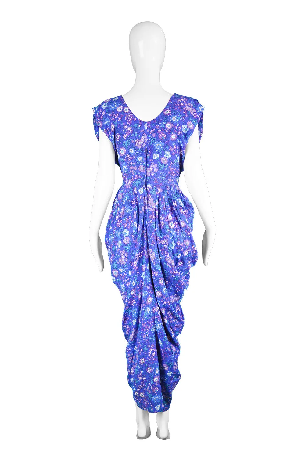 Draped Floral Maxi Dress, 1980s