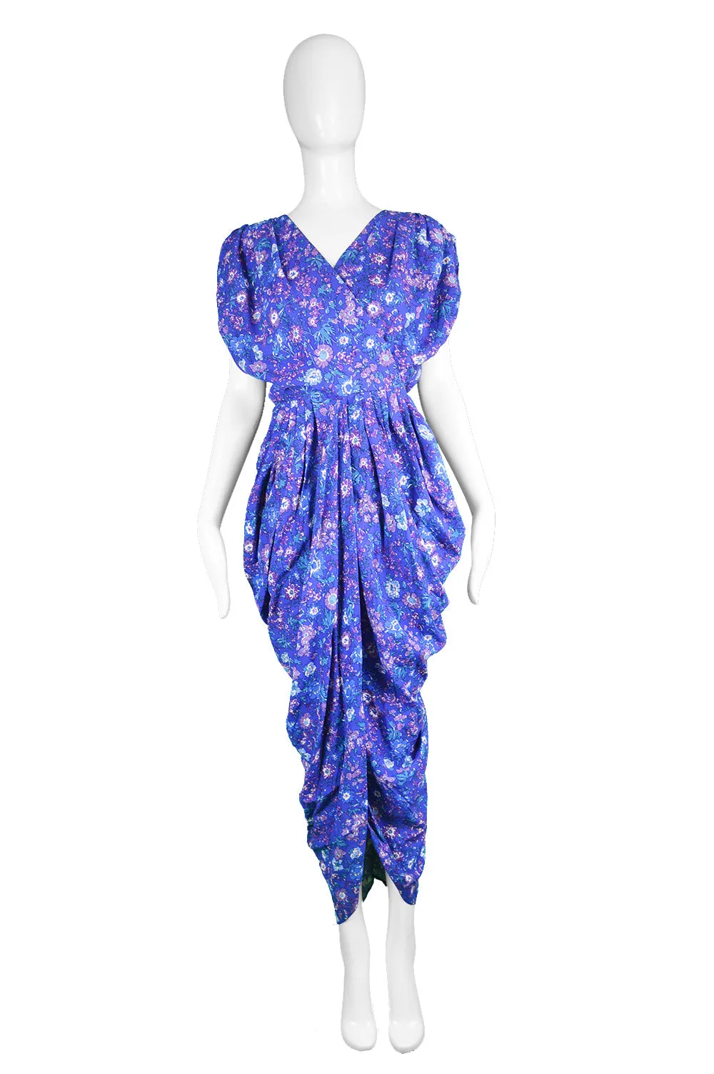 Draped Floral Maxi Dress, 1980s