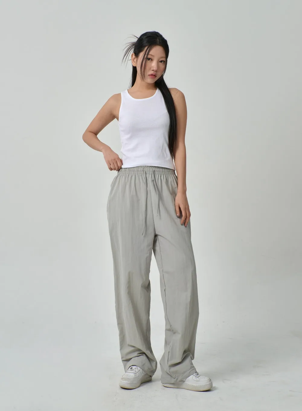 Drawstring Nylon Track Pants IF315