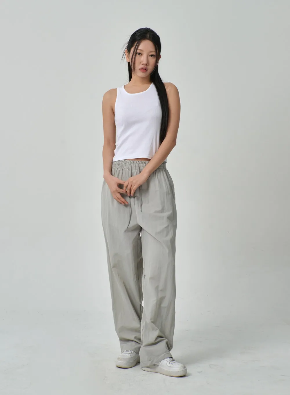Drawstring Nylon Track Pants IF315