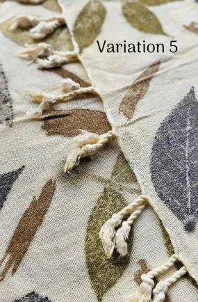 Eco Print Hand Woven Cream Rayon Scarf, natural dye, LAST ONE