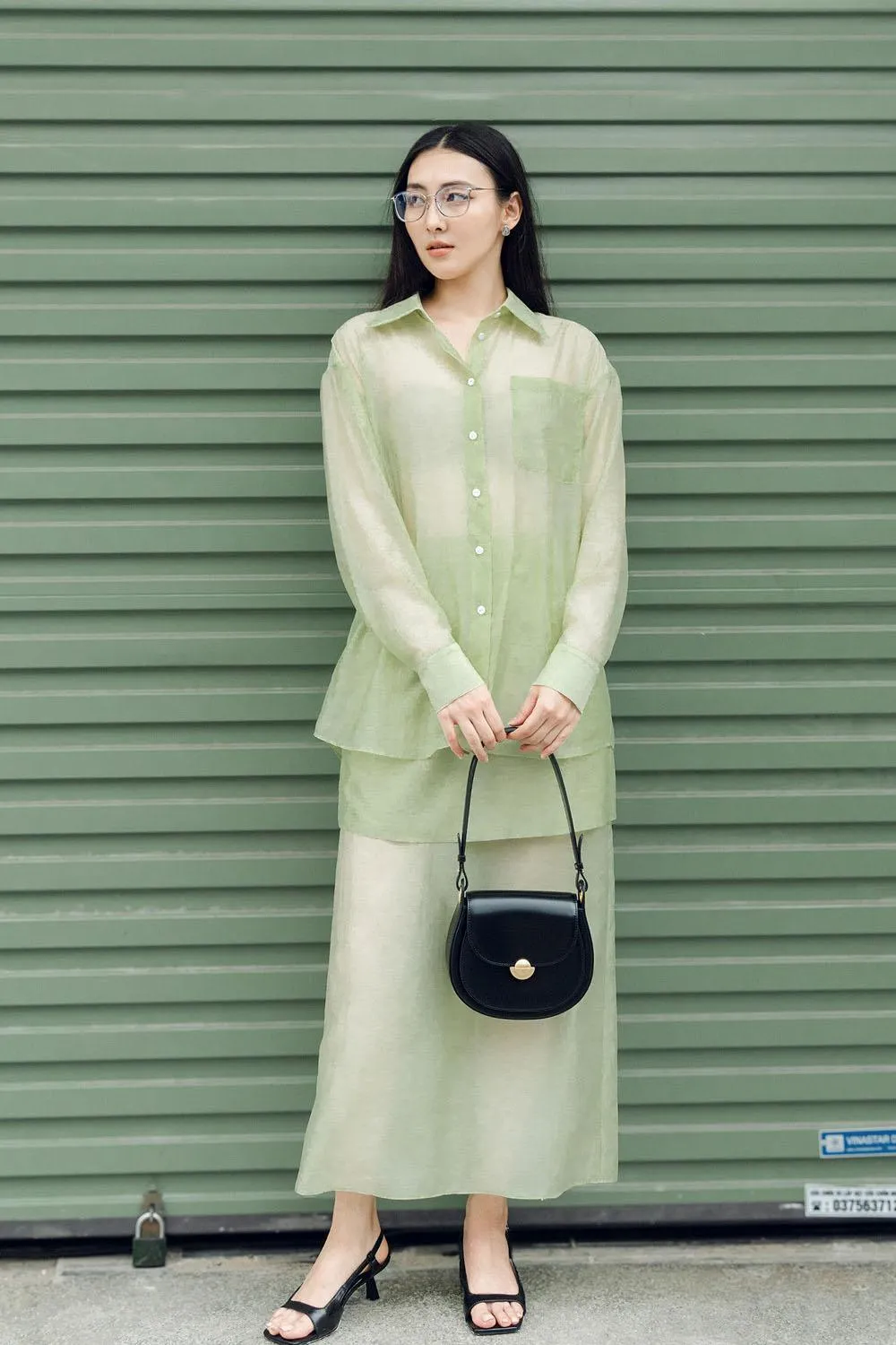 Edith Straight Back Slit Silk Maxi Skirt