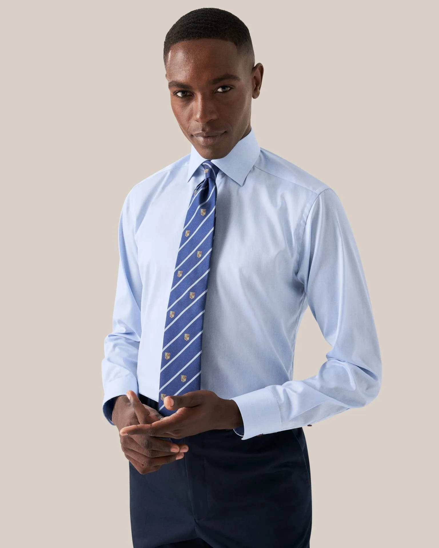 ETON Stretch Long Sleeve Shirt SC Classic Fit MID BLUE