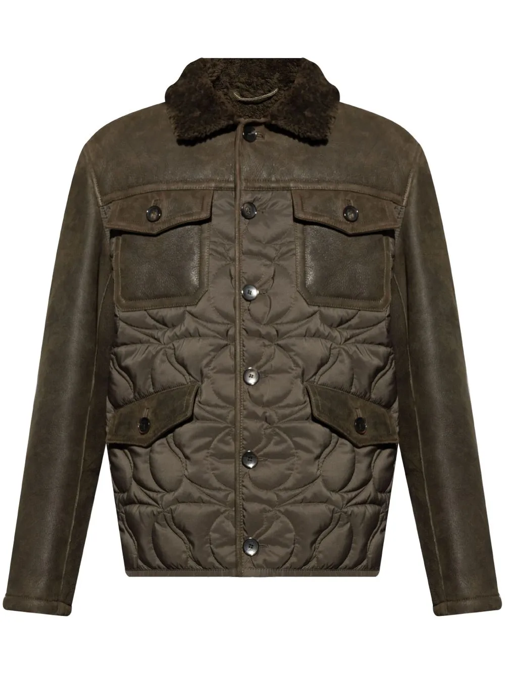 ETRO Men's Quilted Jacket with Faux-Fur Collar and Pockets