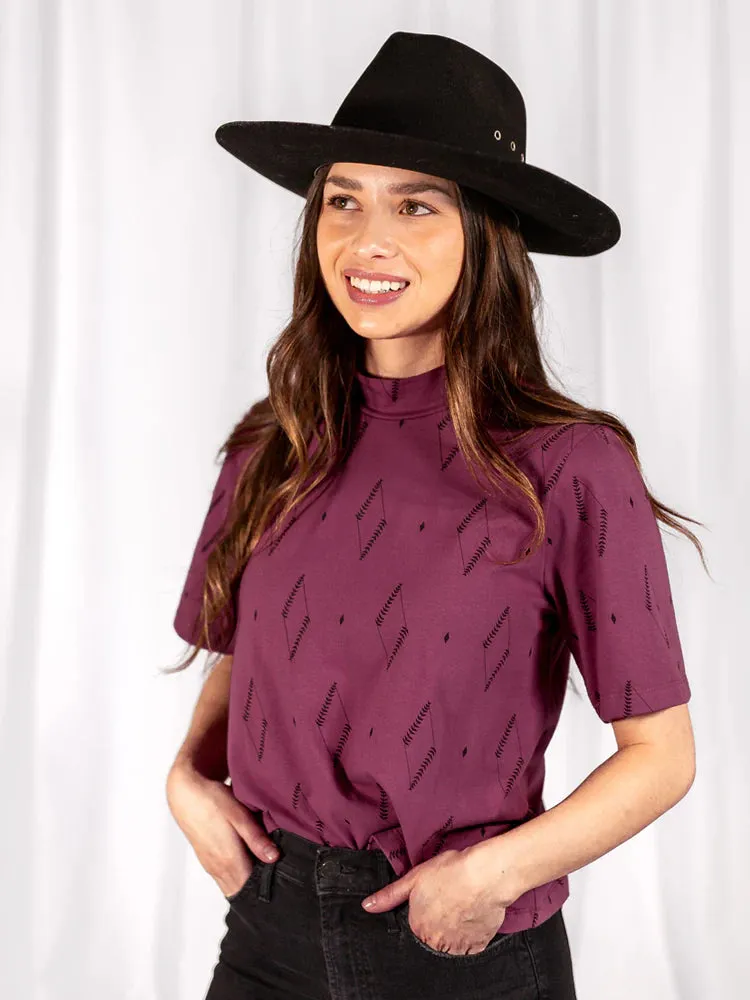 Eve Top in Dark Purple Diamond Vine
