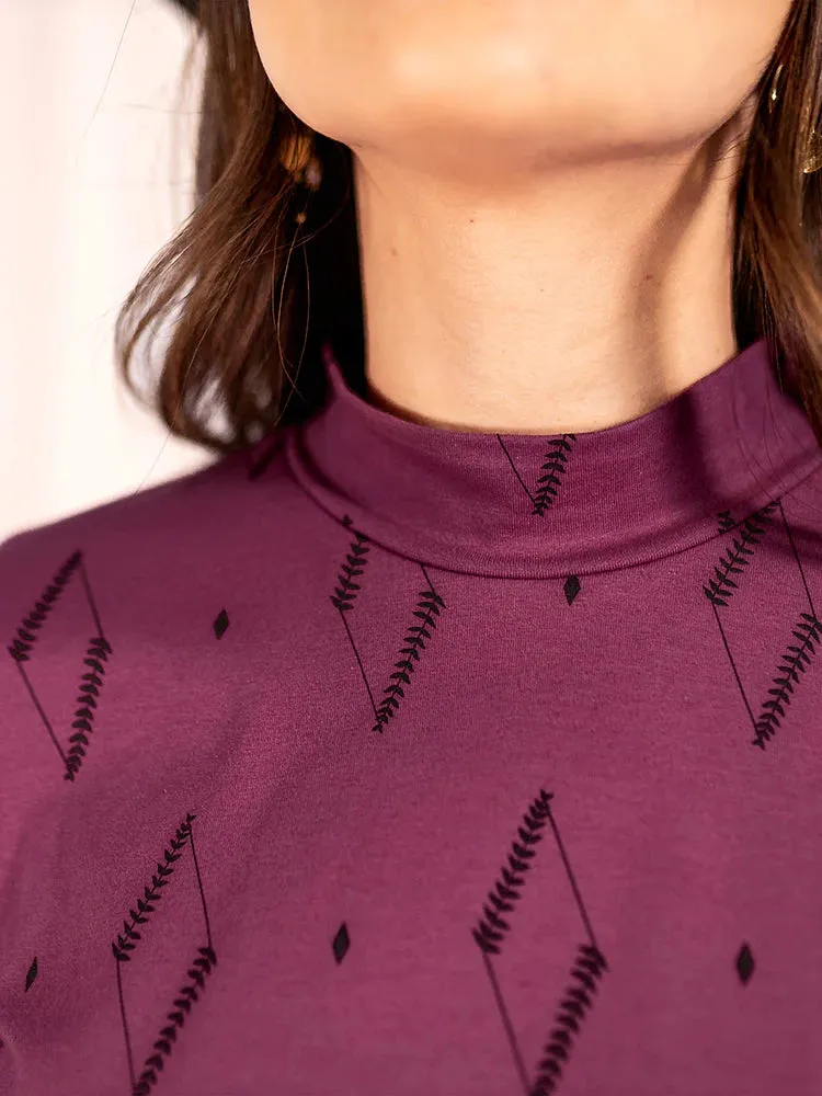 Eve Top in Dark Purple Diamond Vine