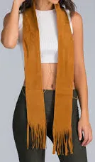 Faux Suede Black Fringe Belt/Scarf DUO/Multiple Colors Available