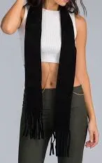 Faux Suede Black Fringe Belt/Scarf DUO/Multiple Colors Available